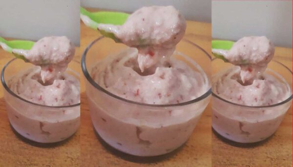 Sorvete de Morango para Bebês Receita de Sorvete de Morango para Bebês - Por Paty Ayres